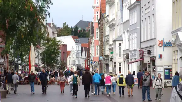 Blick vom Holm Richtung Große Straße in Flensburg